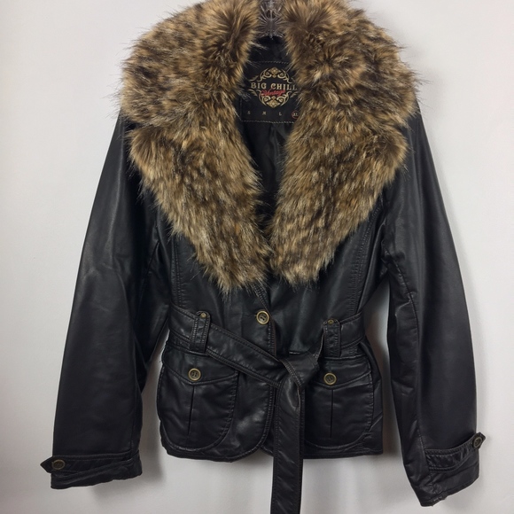 Big Chill | Jackets & Coats | Big Chill Vintage Faux Leather Fur Brown ...